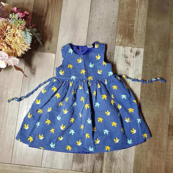 Carter's Blue and Yellow Casual Bird Dress Size 18m EUC Baby Toddler Girl - Picture 1 of 11